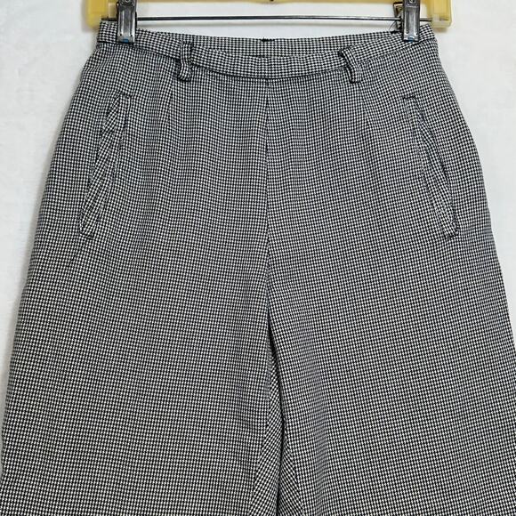 GAP‎ Women's 6 High Rise Trousers Pants Retro Wide Leg 60s Costume Checkered - Picture 2 of 9